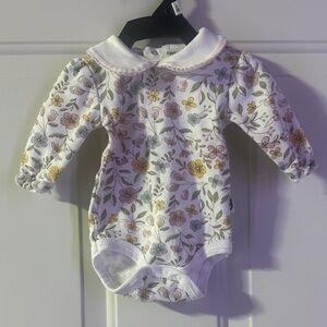 Rabbit + Bear Floral Print Baby Onesie 0-3 months